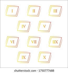 Colorful info-graphic roman numbers can be use to create presentation. Bullet points roman numbers one to ten.