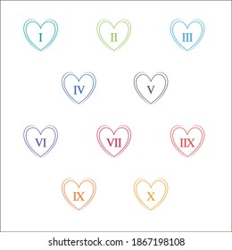 Colorful info-graphic roman numbers can be use to create presentation. Bullet points roman numbers one to ten. Vector numbers.