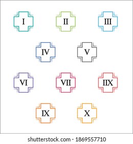 Colorful info-graphic roman numbers can be use to create presentation. Bullet points roman numbers one to ten. Vector numbers.