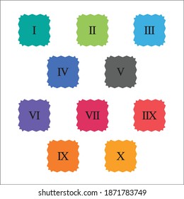 Colorful info-graphic roman numbers can be use to create presentation. Bullet points roman numbers one to ten. Vector numbers.