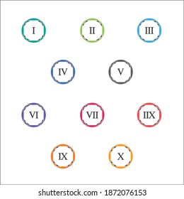 Colorful info-graphic roman numbers can be use to create presentation. Bullet points roman numbers one to ten. Vector numbers.