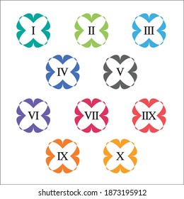 Colorful info-graphic roman numbers can be use to create presentation. Bullet points roman numbers one to ten. Vector numbers.