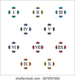 Colorful info-graphic roman numbers can be use to create presentation. Bullet points roman numbers one to ten. Vector numbers.