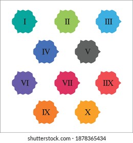 Colorful info-graphic roman numbers can be use to create presentation. Bullet points roman numbers one to ten. Vector numbers.