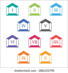 Colorful info-graphic roman numbers can be use to create presentation. Bullet points roman numbers one to ten. Vector numbers.