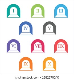 Colorful info-graphic roman numbers can be use to create presentation. Bullet points roman numbers one to ten. Vector numbers.