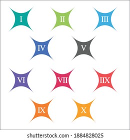 Colorful info-graphic roman numbers can be use to create presentation. Bullet points roman numbers one to ten. Vector numbers.