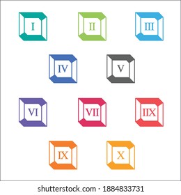 Colorful info-graphic roman numbers can be use to create presentation. Bullet points roman numbers one to ten. Vector numbers.