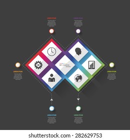 Colorful infographic with square structure. Vector