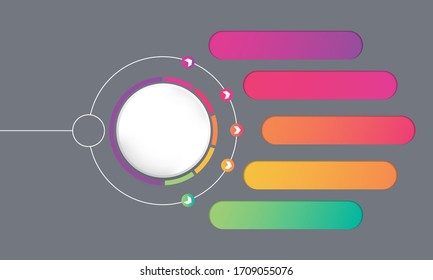 Colorful  infographic step from circle and spread to other objects