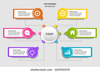 Colorful infographic steps flat design vector.Business. Templates