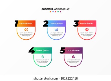 Farbige Infografik-Stufen flaches Design. Kann für Workflow-Diagramme, Info-Diagramme und Webdesign verwendet werden.