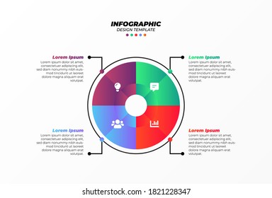 La infografía colorida se adentra en un diseño plano. Se puede utilizar para el diagrama de flujo de trabajo, el gráfico de información y el diseño web.