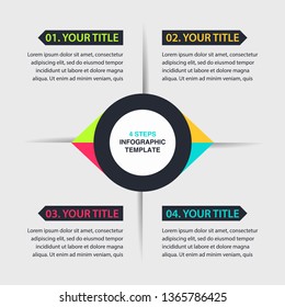 Colorful Infographic template with 4 steps or options, process chart with place for your data. Vector Illustration