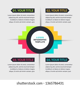 Colorful Infographic template with 4 steps or options, process chart with place for your data. Vector Illustration