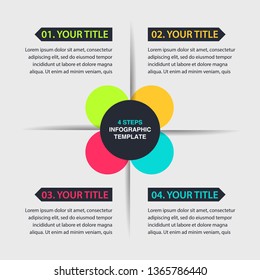 Colorful Infographic template with 4 steps or options, process chart with place for your data. Vector Illustration