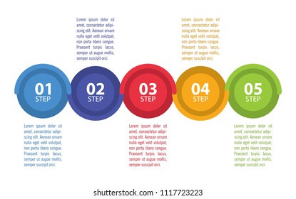 Colorful infographic template in five steps