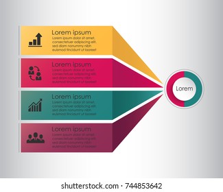 Farbige Infografik-Vorlage mit vier Schritten oder Optionen, Workflow, Prozessdiagramm. Vektorgrafik