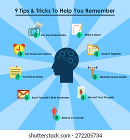 colorful infographics 9 remember tips icons(vector)