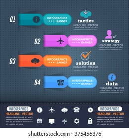 Colorful Infographics Arrows and Web Elements, Website Numbers Banner Design