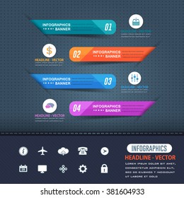 Colorful Infographics Arrows and Web Elements, Website Numbers Banner Design