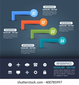 Colorful Infographics Arrows and Web Elements, Website Numbers Banner Design