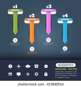 Colorful Infographics Arrows and Web Elements, Website Numbers Banner Design
