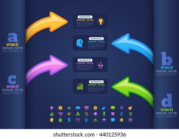 Colorful Infographics Arrows and Web Elements, Website Numbers Banner Design
