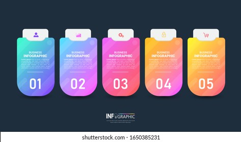 Colorful Infographics design template, 3D Business concept with 5 steps or options, can be used for workflow layout, diagram, annual report, web design.Creative banner, label vector.