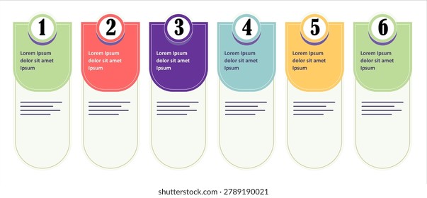 Colorful infographics design vector simple layout business concept 1 2 3 4 5 6 option step proccess