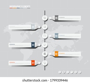 Farbige Infografik-Elemente-Vorlage,Geschäftskonzept mit 6 Optionen, Schritten oder Prozessen und Marketing können für das Workflow-Layout und die Präsentation verwendet werden.