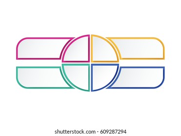 Colorful Infographics options, four steps. Blank template for work flow or web design. Vector illustration.