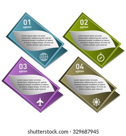 Colorful infographics template with 4 steps or options. Can be used for infographic, banner, poster, web design, education, brochure, presentation. Vector illustration