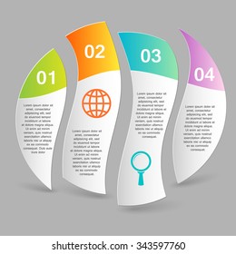 Colorful infographics template with 4 steps, 4 options. For infographic, banner, poster, web design, brochure, presentation. Vector illustration