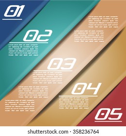 Colorful infographics template with 5 diagonal stripes. Vector illustration, can be used for business presentations, web design.