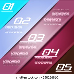 Colorful infographics template with 5 diagonal stripes. Vector illustration, can be used for business presentations, web design.