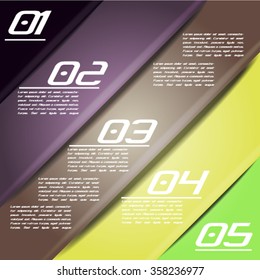 Colorful infographics template with 5 diagonal stripes. Vector illustration, can be used for business presentations, web design.