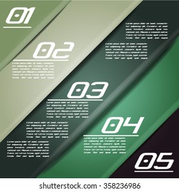 Colorful infographics template with 5 diagonal stripes. Vector illustration, can be used for business presentations, web design.