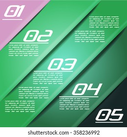 Colorful infographics template with 5 diagonal stripes. Vector illustration, can be used for business presentations, web design.