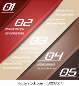 Colorful infographics template with 5 diagonal stripes. Vector illustration, can be used for business presentations, web design.