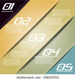 Colorful infographics template with 5 diagonal stripes. Vector illustration, can be used for business presentations, web design.