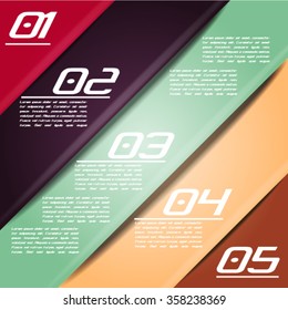 Colorful infographics template with 5 diagonal stripes. Vector illustration, can be used for business presentations, web design.