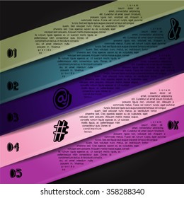 Colorful infographics template with 5 diagonal stripes. Vector illustration, can be used for business presentations, web design.