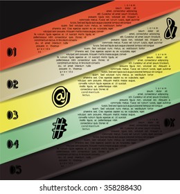 Colorful infographics template with 5 diagonal stripes. Vector illustration, can be used for business presentations, web design.