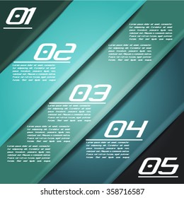 Colorful infographics template with 5 diagonal stripes. Vector illustration, can be used for business presentations, web design.