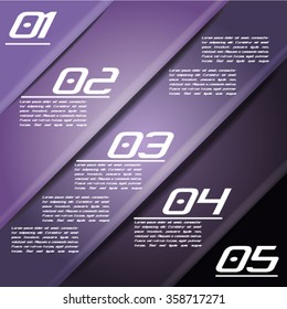 Colorful infographics template with 5 diagonal stripes. Vector illustration, can be used for business presentations, web design.