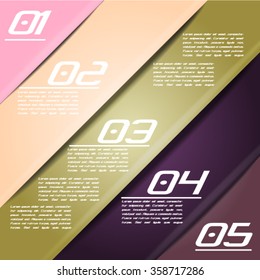 Colorful infographics template with 5 diagonal stripes. Vector illustration, can be used for business presentations, web design.