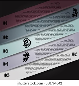 Colorful infographics template with 5 diagonal stripes. Vector illustration, can be used for business presentations, web design.