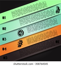 Colorful infographics template with 5 diagonal stripes. Vector illustration, can be used for business presentations, web design.