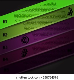 Colorful infographics template with 5 diagonal stripes. Vector illustration, can be used for business presentations, web design.